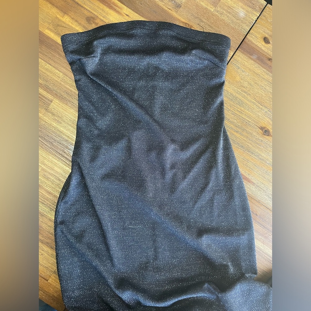 Vintage Scene Weaver Shimmering Black Strapless Dress
